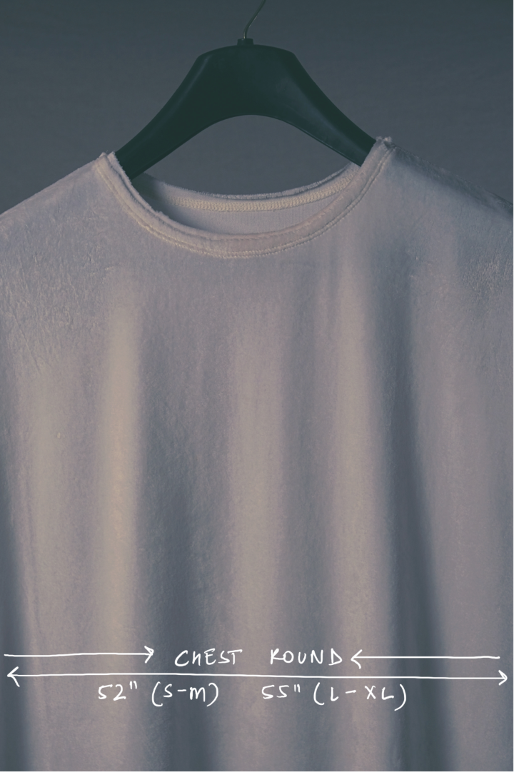 WHITE t-shirt on a hanger with measurement text